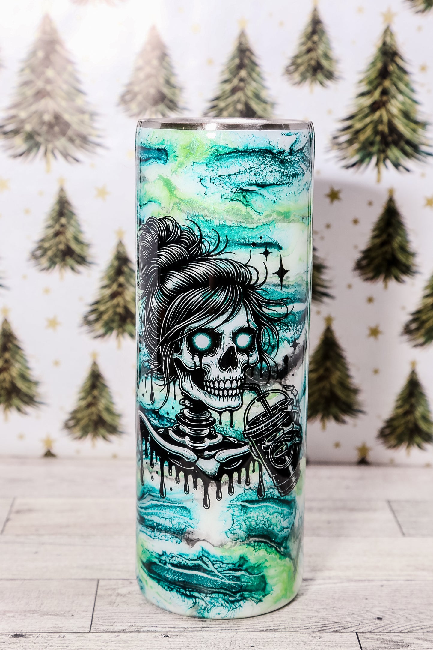 Caffeinated skull ink swirl