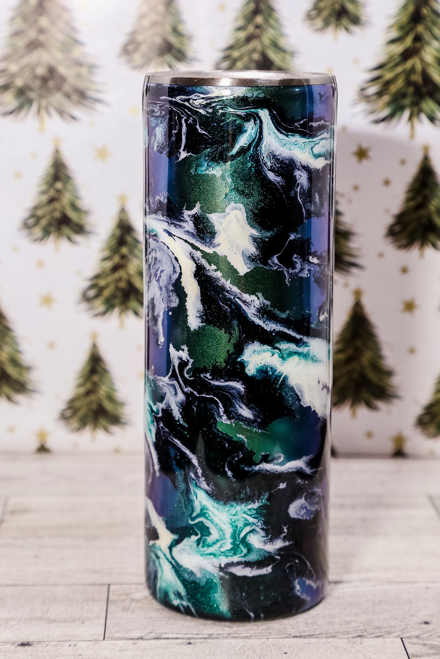 Purple & green color-shift ink swirl